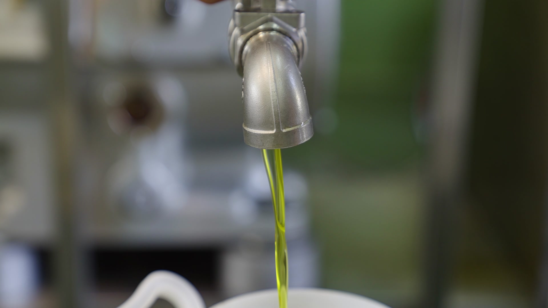 Un filo di olio appena estratto all’uscita dell’impianto