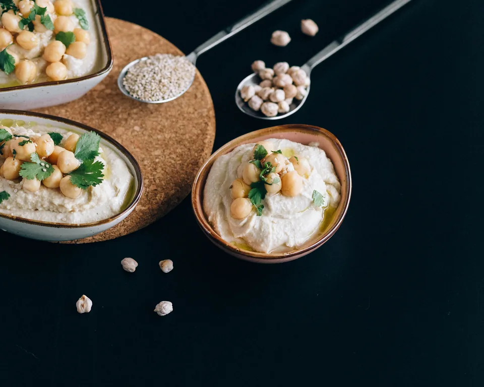 Crème de pois chiches et pois chiches entiers