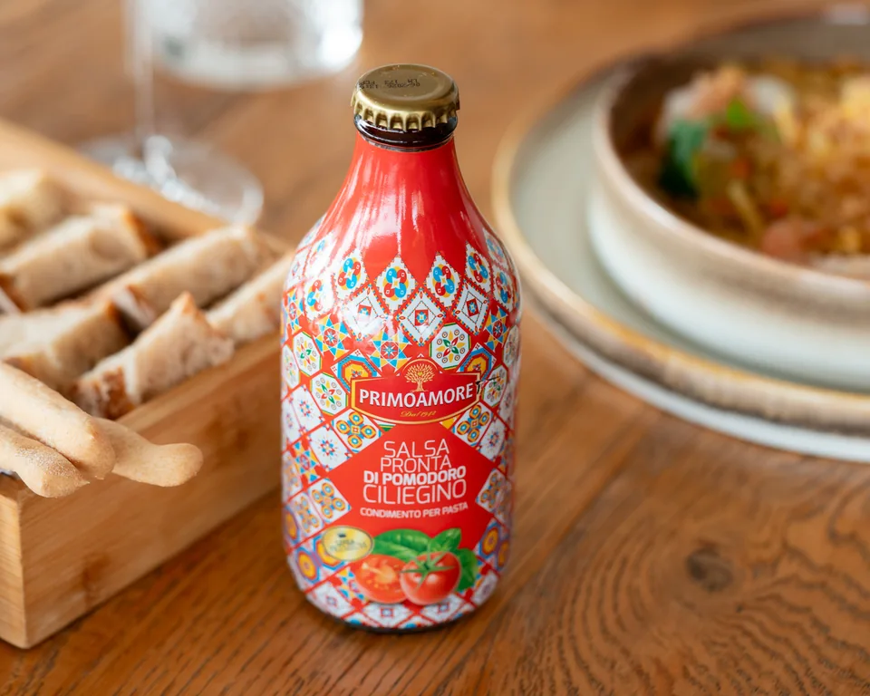 PrimoAmore cherry tomato sauce in the kitchen